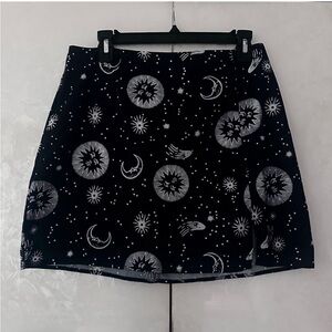 Black Celestial Print Skirt